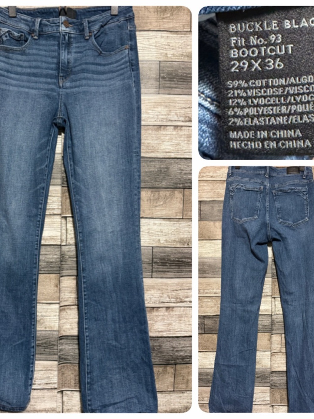 Buckle Black Fit No 93 Bootcut Jeans Size 29x36 (Actual L33) Blue Denim Stretch
